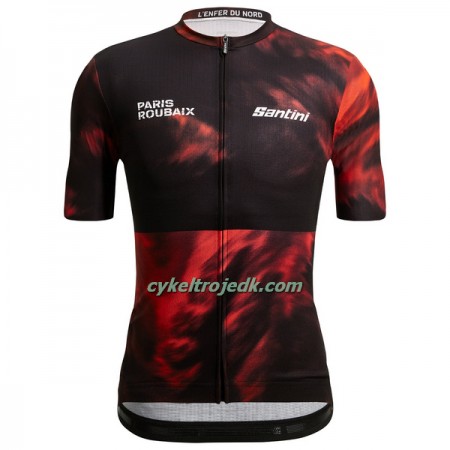 Cykeltrøje Santini 2023 Paris-Roubaix Hell of the North Rød Sort